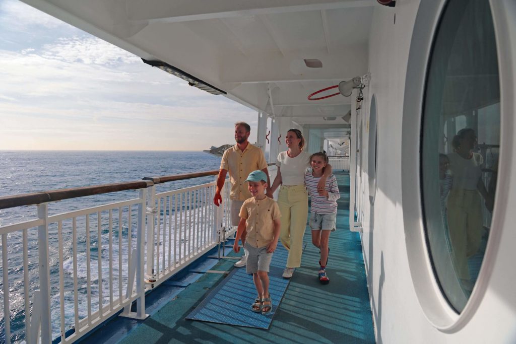 Family on Brittany ferries, Portsmouth to St Malo foot passenger